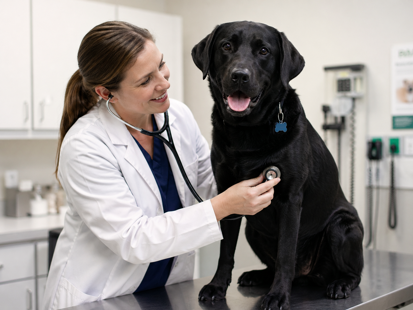 Chien examiné chez le vétérinaire